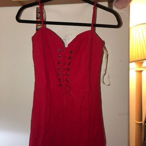 KENDALL & KYLIE RED LACE FRONT DRESS